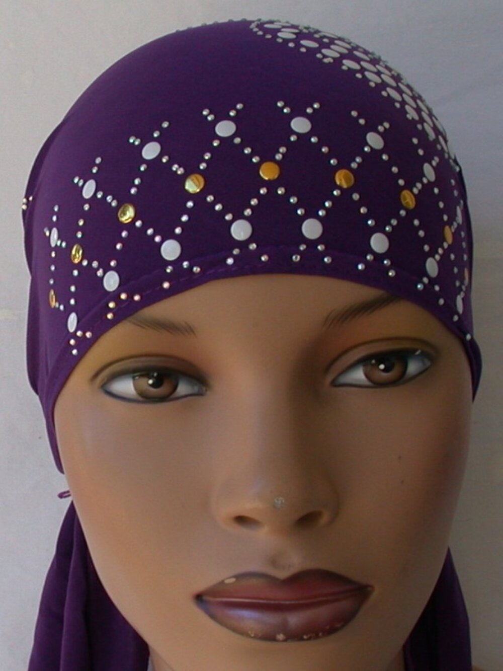 Purple Chemo Stud Fashion Cap Slip On Bonnet Hijab Undercap #7